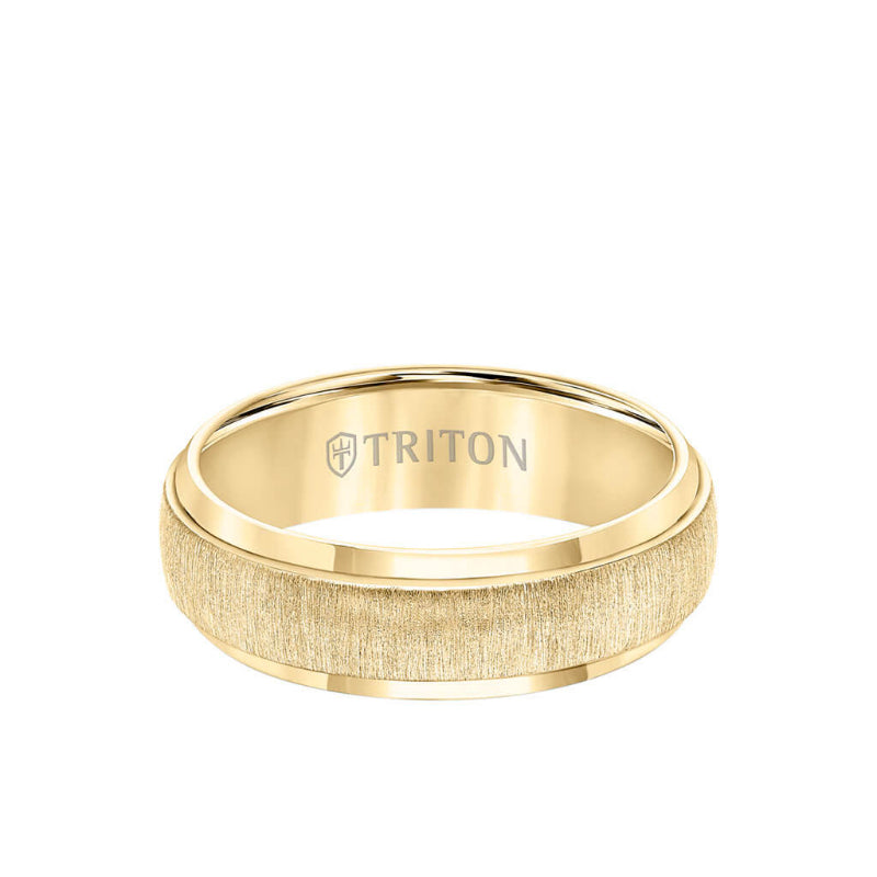 Triton 7MM Tungsten Carbide Ring - Brushed Vertical Center and Round Edge
