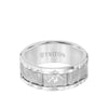 Triton 9MM Tungsten Carbide Ring - Sandblasted Distressed Center, Bevel Edge & Bright Rims