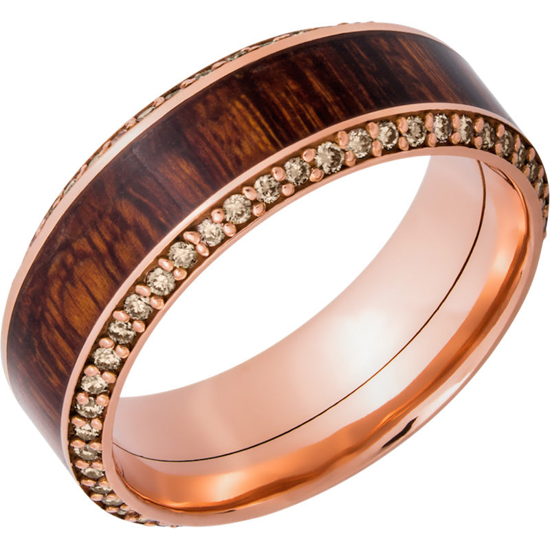 Lashbrook 14k Rose Gold Hardwood 8.5mm Men's Wedding Band