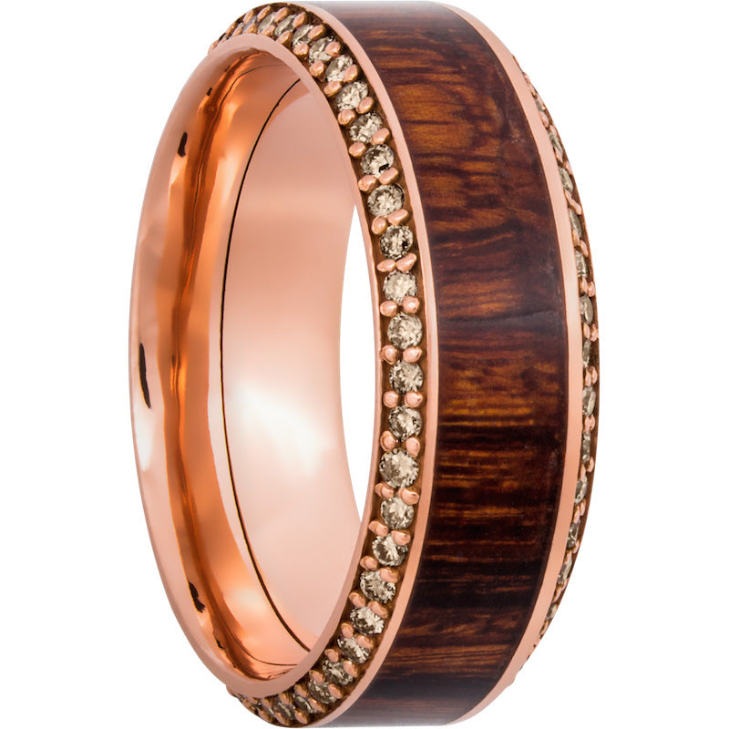 Lashbrook 14k Rose Gold Hardwood 8.5mm Men's Wedding Band