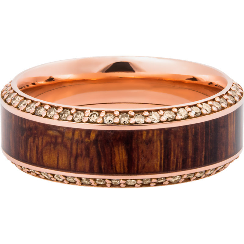 Lashbrook 14k Rose Gold Hardwood 8.5mm Men's Wedding Band