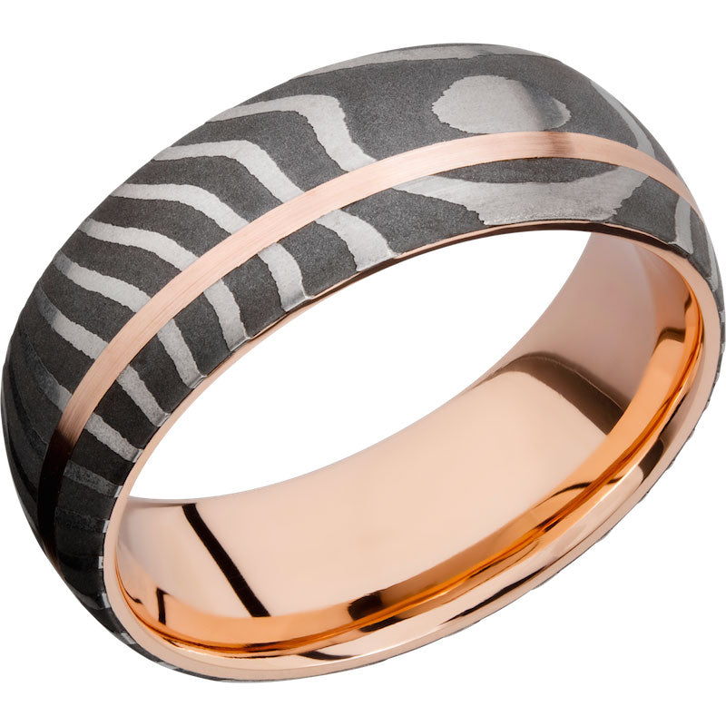 Lashbrook Black Rose & White Damascus Steel 8mm Men's Wedding Band