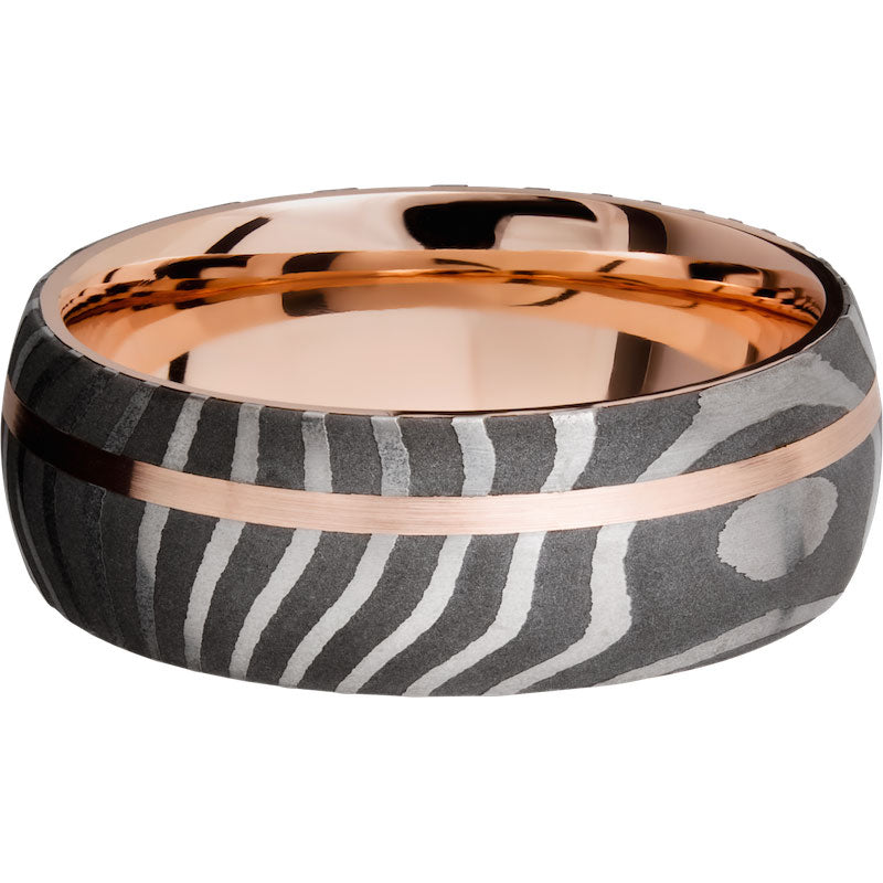 Lashbrook Black Rose & White Damascus Steel 8mm Men's Wedding Band