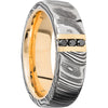 Lashbrook Black White & Yellow Damascus Steel Diamond 7mm Men's Wedding Band