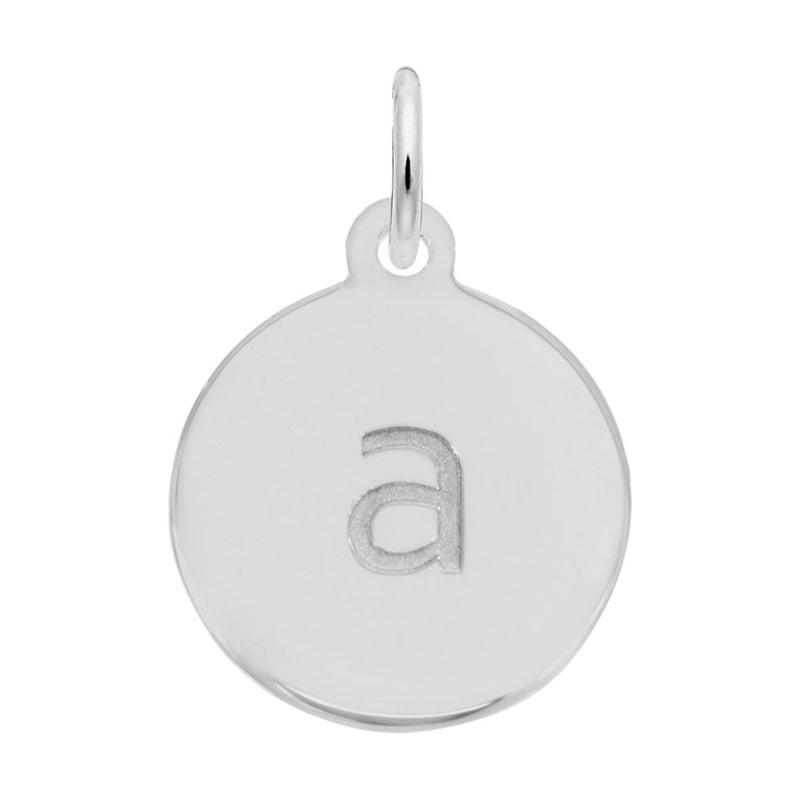 Rembrandt Sterling Silver White Petite Initial Disc - Lower Case Block A