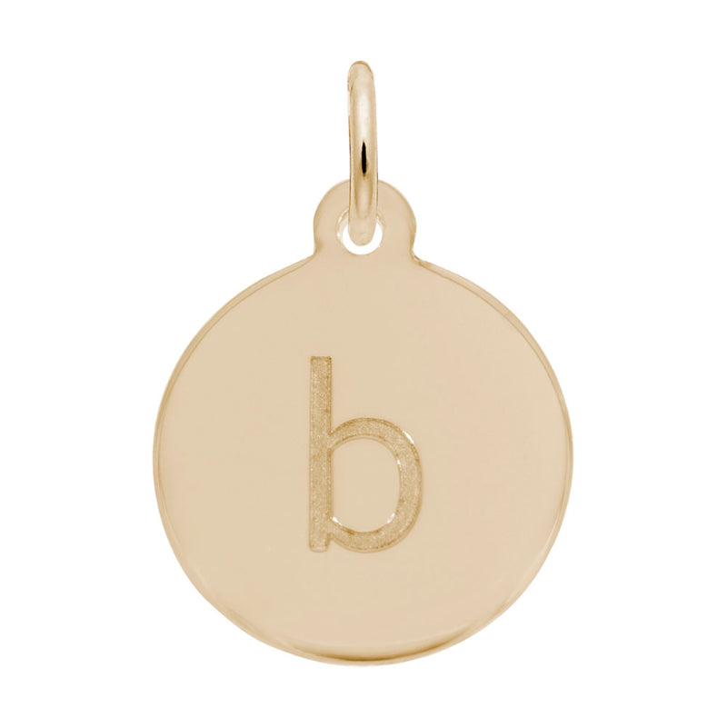 Rembrandt 14k Yellow Gold Petite Initial Disc - Lower Case Block B