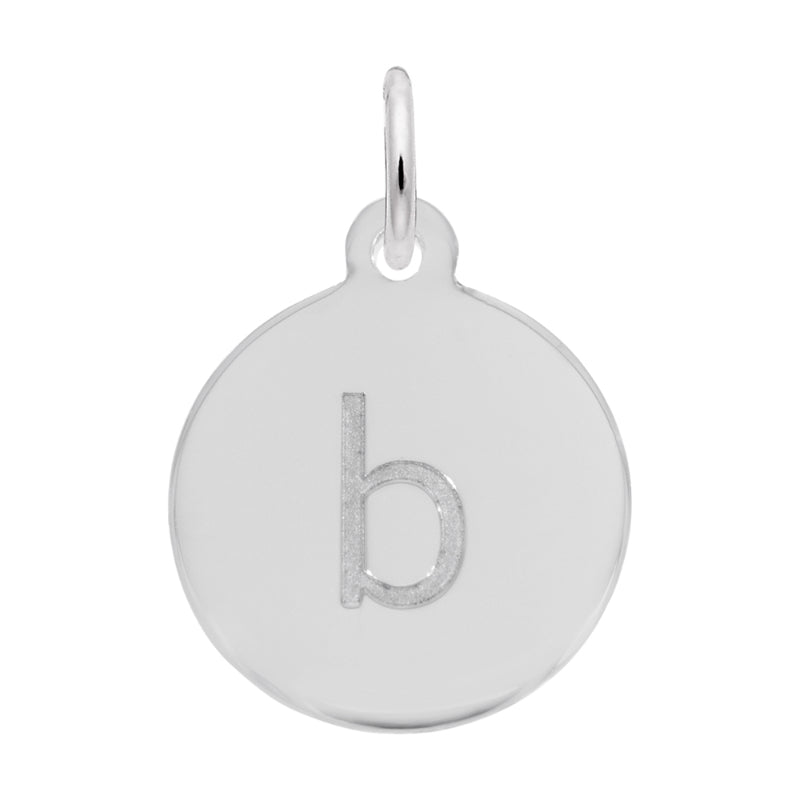 Rembrandt 14k White Gold Petite Initial Disc - Lower Case Block B