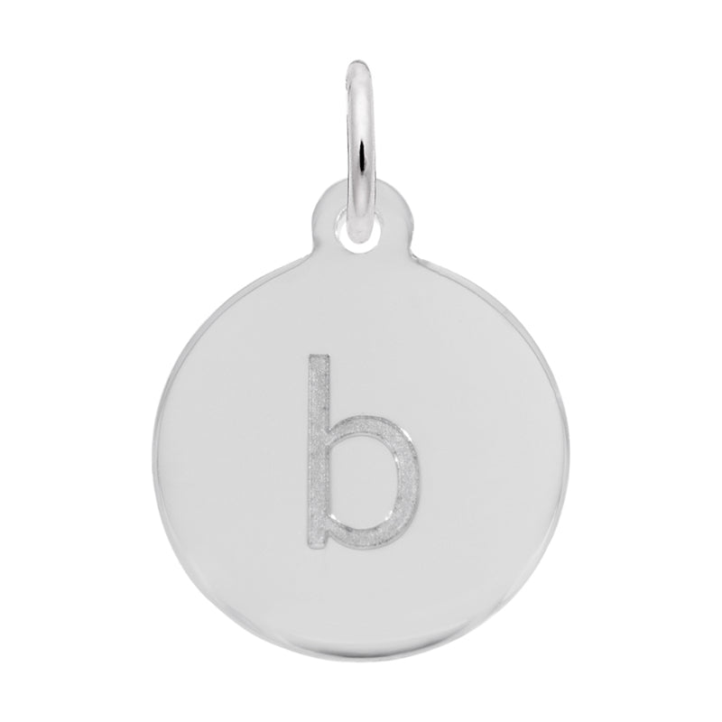 Rembrandt Sterling Silver White Petite Initial Disc - Lower Case Block B