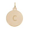 Rembrandt 10k Gold Yellow Petite Initial Disc - Lower Case Block C