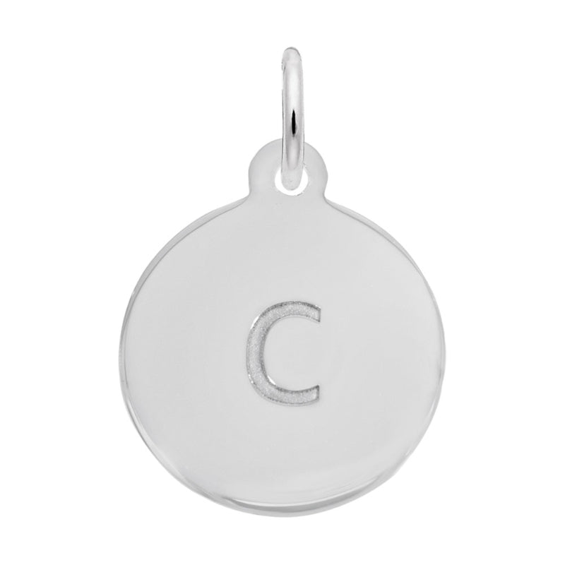 Rembrandt 14k White Gold Petite Initial Disc - Lower Case Block C