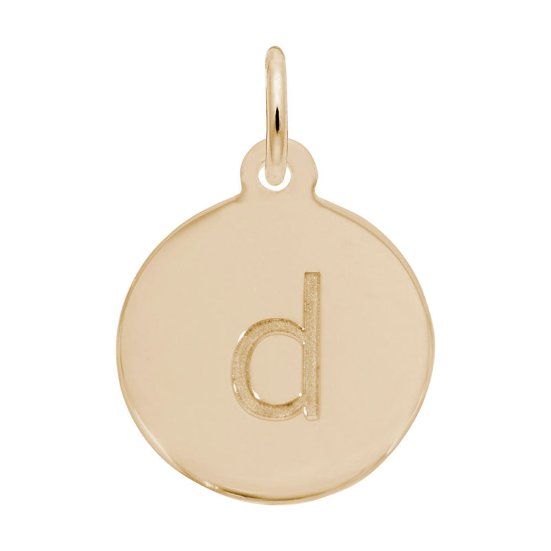 Rembrandt 14k Yellow Gold Petite Initial Disc - Lower Case Block D