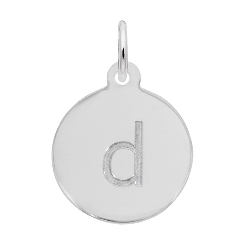 Rembrandt 14k White Gold Petite Initial Disc - Lower Case Block D