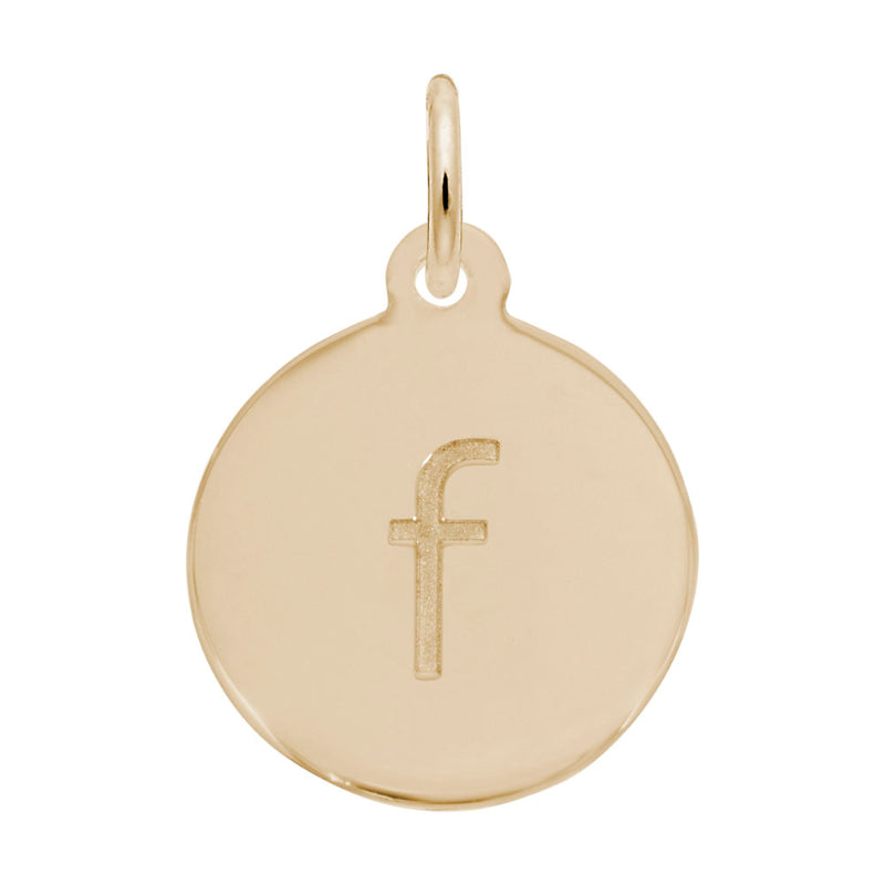 Rembrandt 14k Yellow Gold Petite Initial Disc - Lower Case Block F