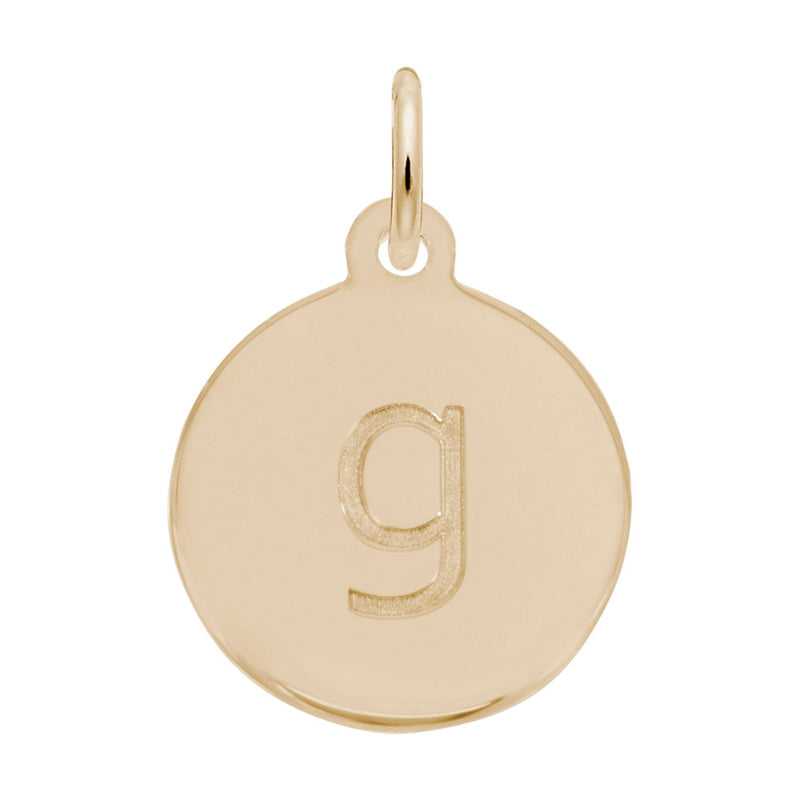 Rembrandt 10k Gold Yellow Petite Initial Disc - Lower Case Block G