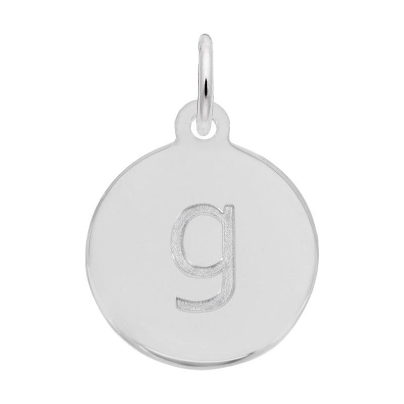 Rembrandt 14k White Gold Petite Initial Disc - Lower Case Block G