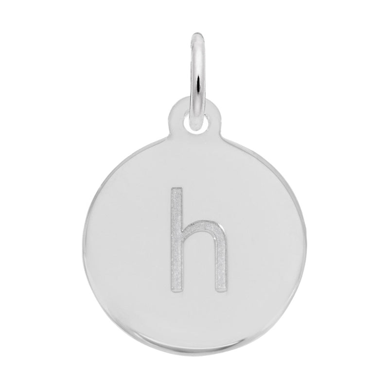 Rembrandt 14k White Gold Petite Initial Disc - Lower Case Block H