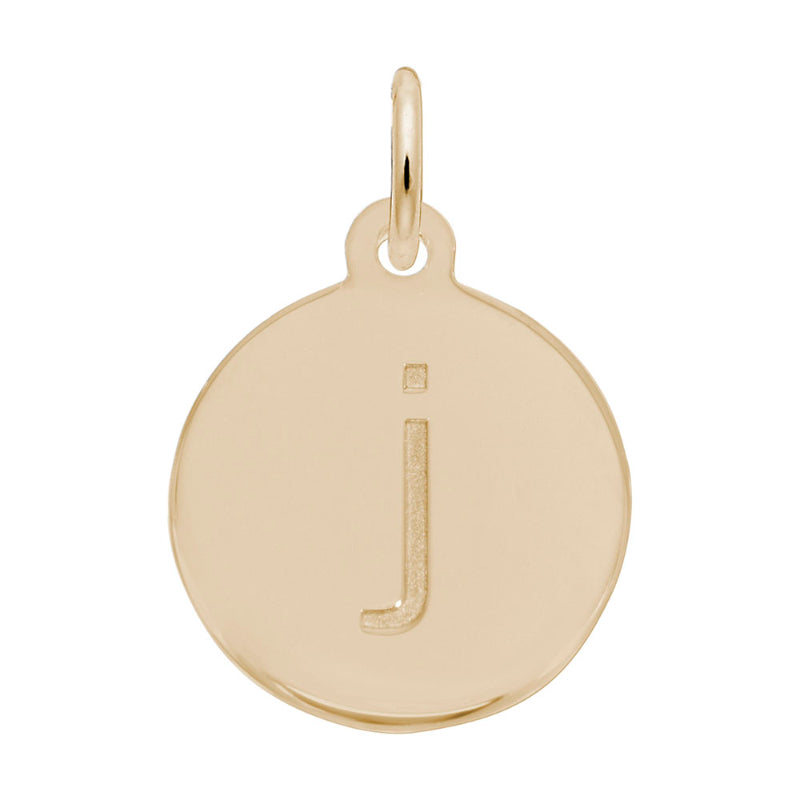 Rembrandt 10k Gold Yellow Petite Initial Disc - Lower Case Block J