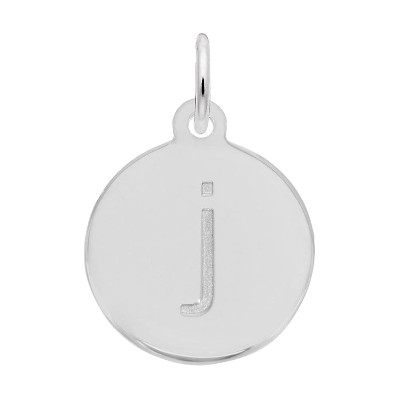 Rembrandt Sterling Silver White Petite Initial Disc - Lower Case Block J