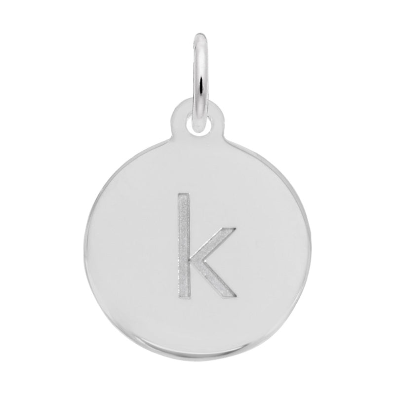 Rembrandt Sterling Silver White Petite Initial Disc - Lower Case Block K