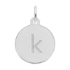 Rembrandt Sterling Silver White Petite Initial Disc - Lower Case Block K