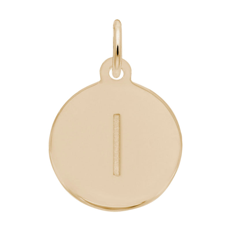Rembrandt 14k Yellow Gold Petite Initial Disc - Lower Case Block L