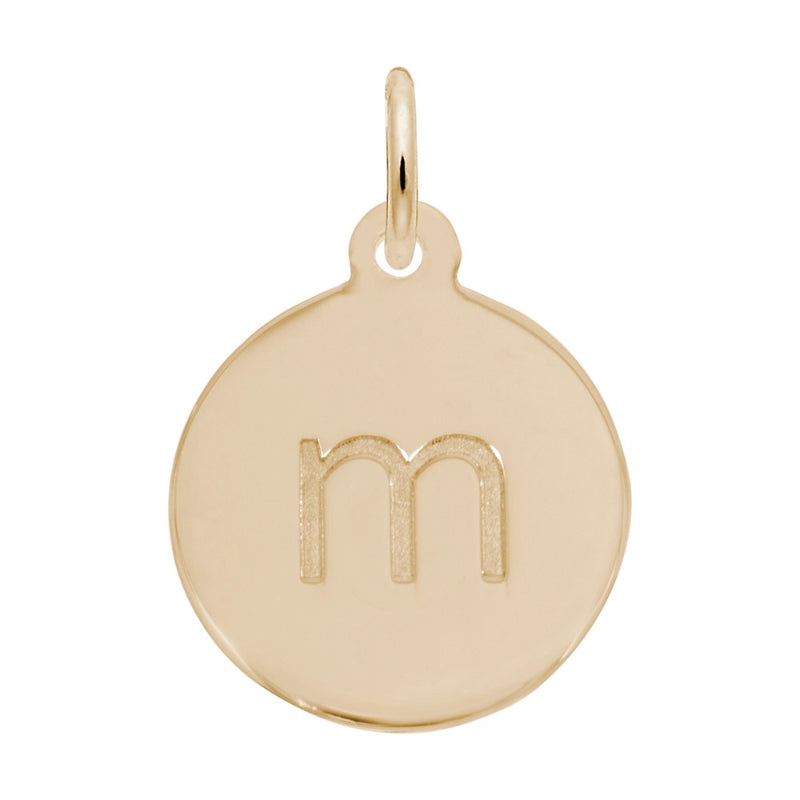 Rembrandt 14k Yellow Gold Petite Initial Disc - Lower Case Block M