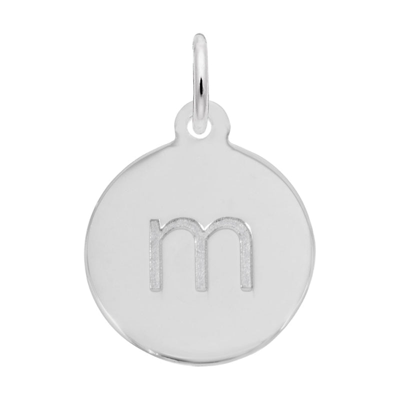 Rembrandt Sterling Silver White Petite Initial Disc - Lower Case Block M