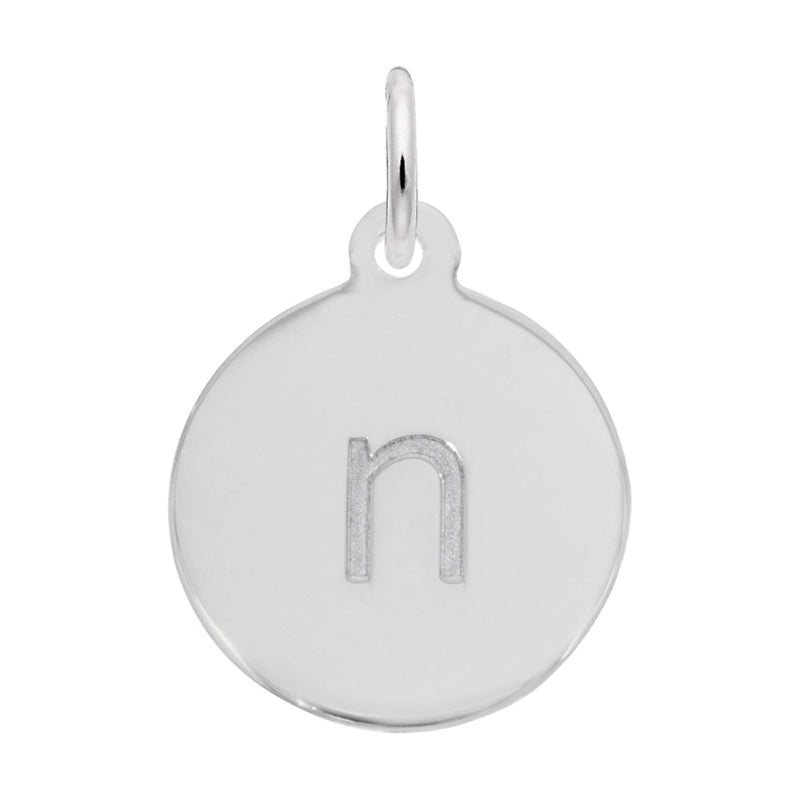 Rembrandt 14k White Gold Petite Initial Disc - Lower Case Block N
