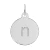 Rembrandt Sterling Silver White Petite Initial Disc - Lower Case Block N