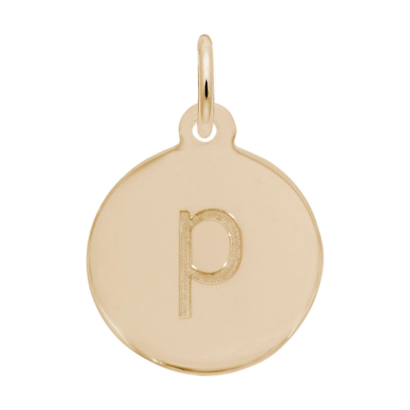 Rembrandt 14k Yellow Gold Petite Initial Disc - Lower Case Block P