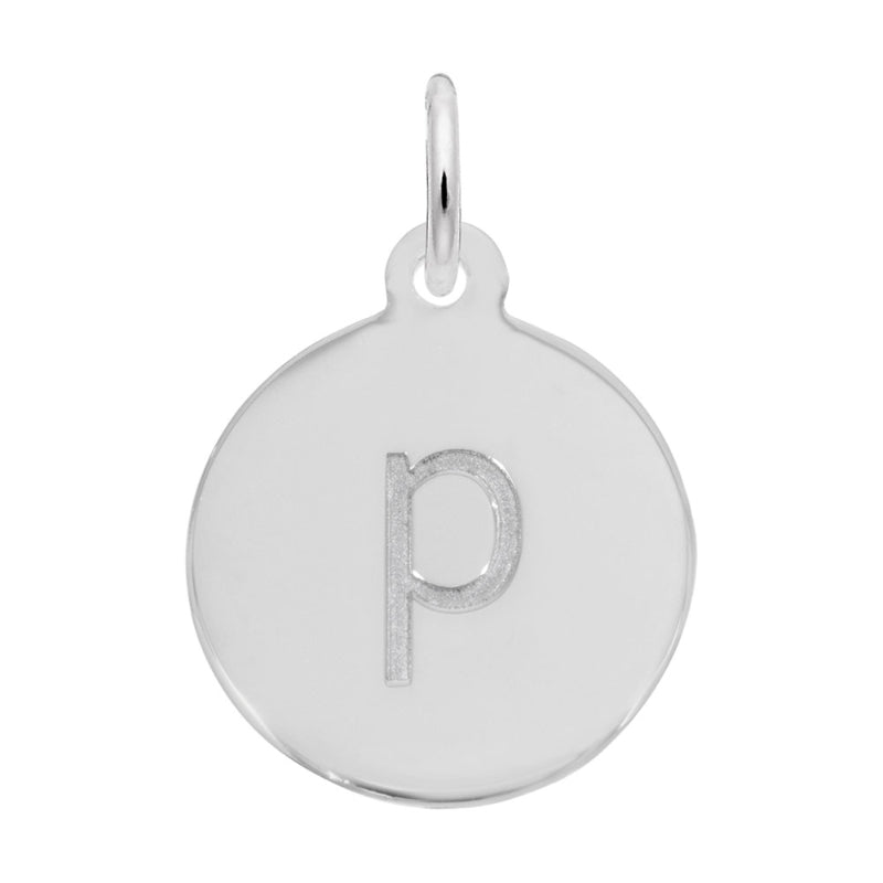 Rembrandt 14k White Gold Petite Initial Disc - Lower Case Block P