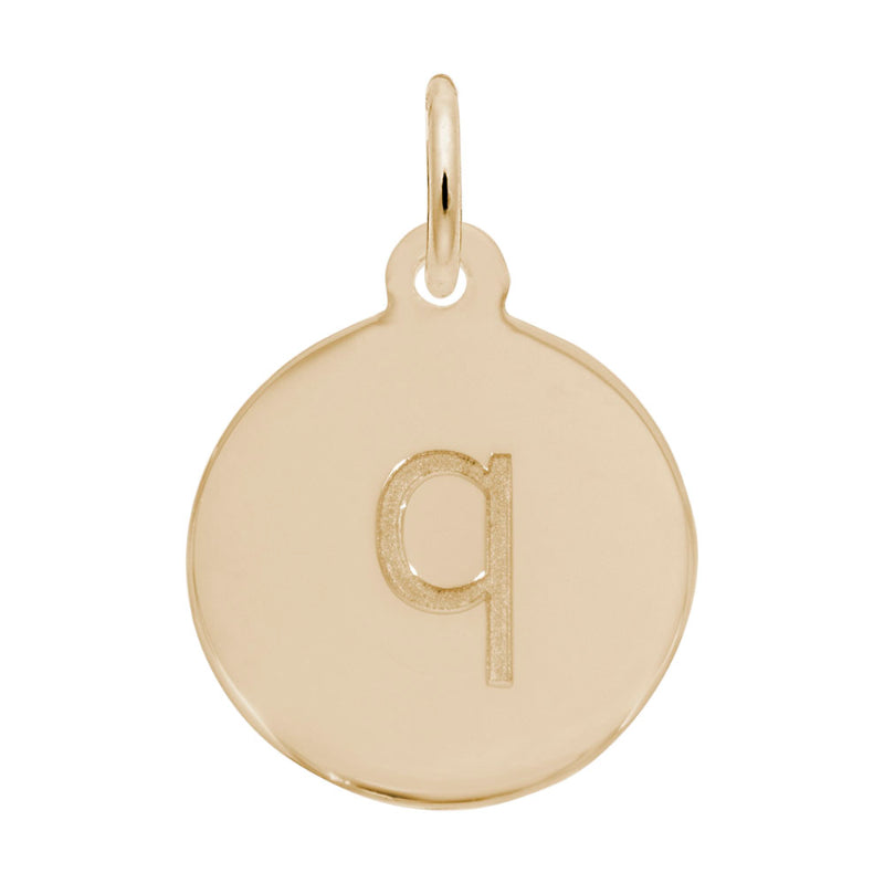 Rembrandt 14k Yellow Gold Petite Initial Disc - Lower Case Block Q
