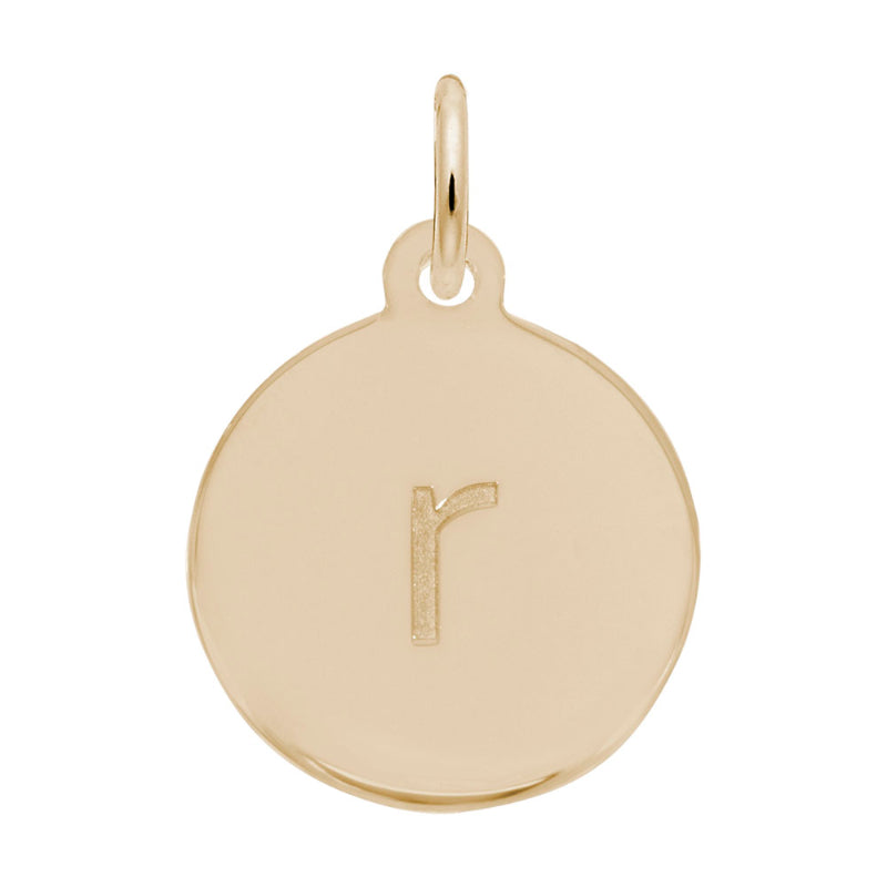 Rembrandt 10k Gold Yellow Petite Initial Disc - Lower Case Block R