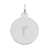 Rembrandt Sterling Silver White Petite Initial Disc - Lower Case Block R