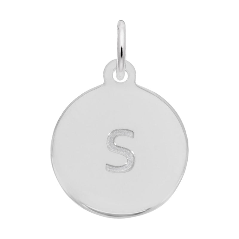 Rembrandt Sterling Silver White Petite Initial Disc - Lower Case Block S