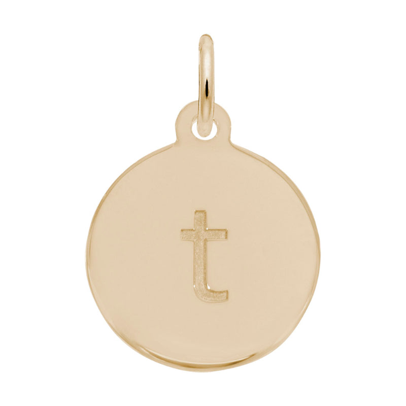 Rembrandt 10k Gold Yellow Petite Initial Disc - Lower Case Block T