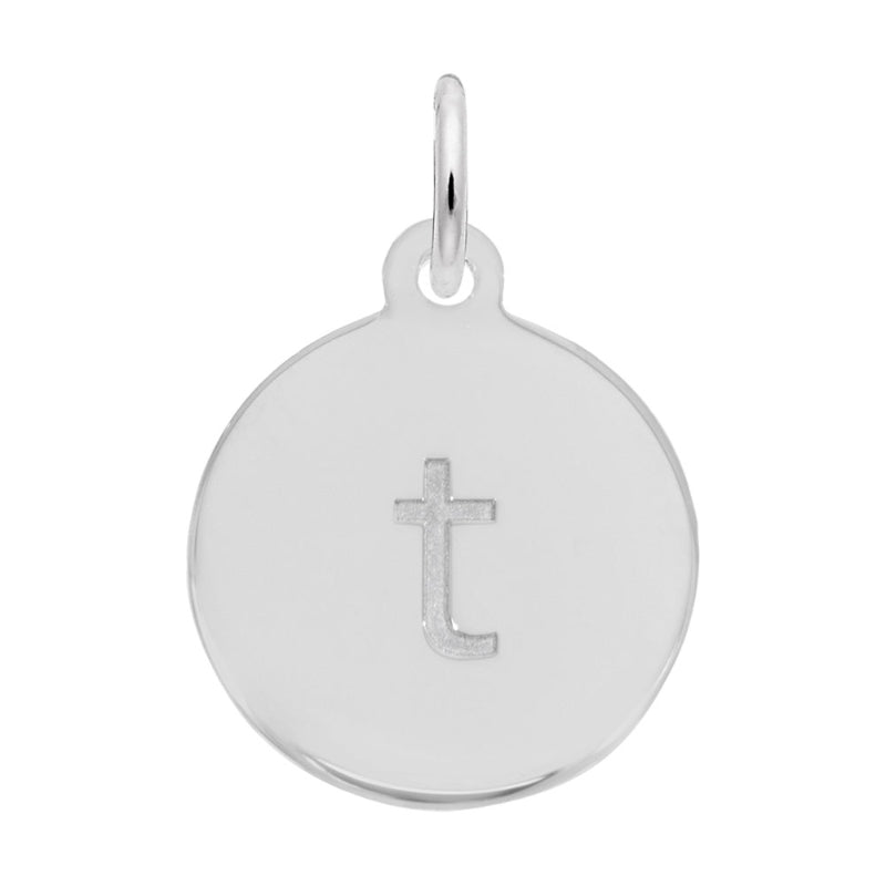 Rembrandt Sterling Silver White Petite Initial Disc - Lower Case Block T