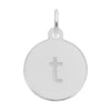 Rembrandt Sterling Silver White Petite Initial Disc - Lower Case Block T