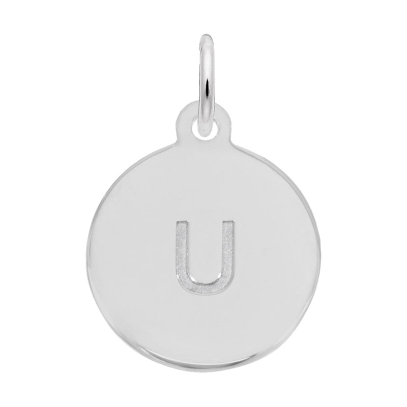 Rembrandt 14k White Gold Petite Initial Disc - Lower Case Block U