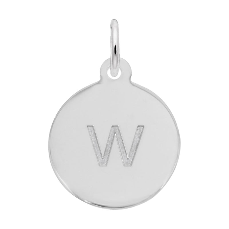 Rembrandt Sterling Silver White Petite Initial Disc - Lower Case Block W