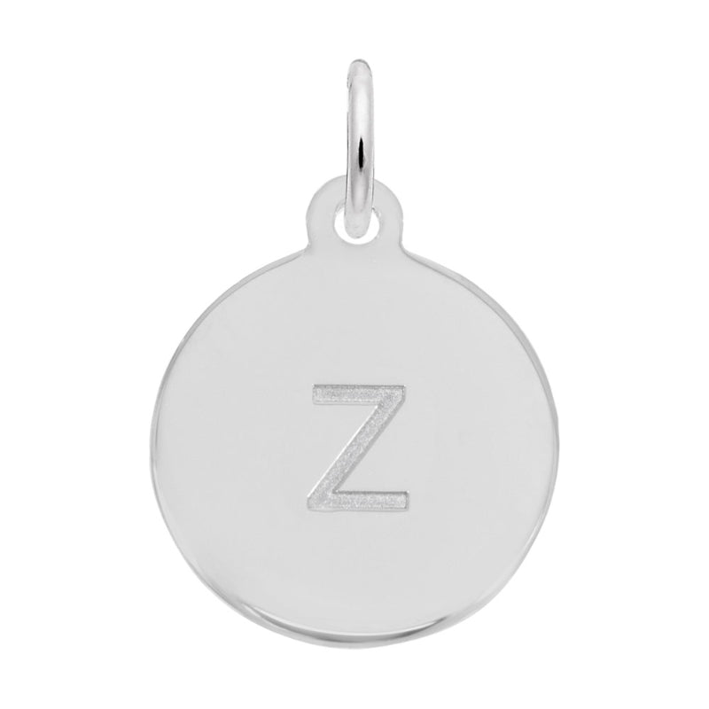 Rembrandt Sterling Silver White Petite Initial Disc - Lower Case Block Z