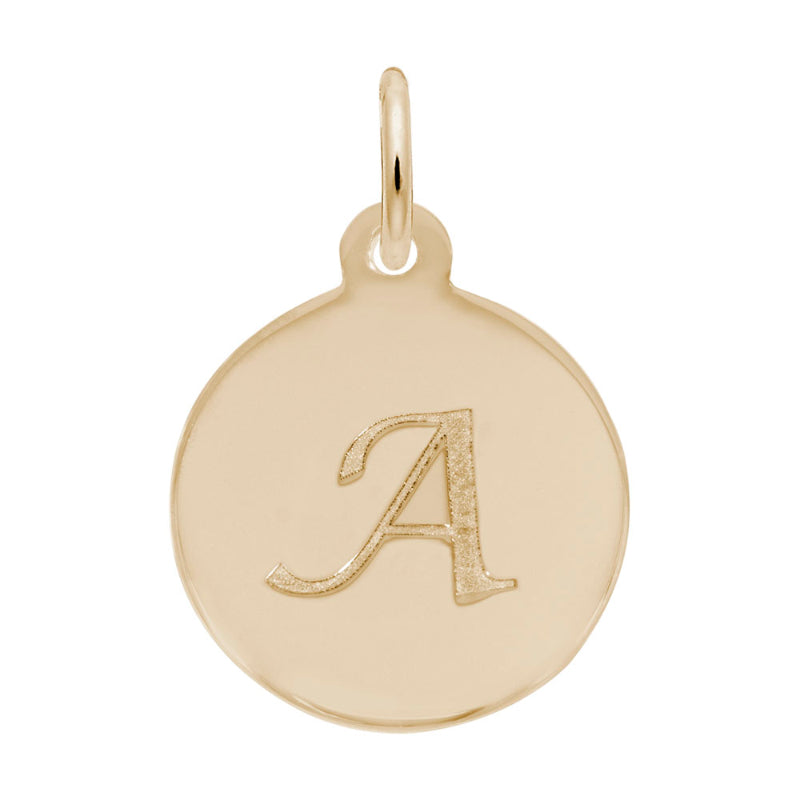 Rembrandt 10k Gold Yellow Petite Initial Disc - Script A