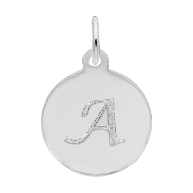 Rembrandt Sterling Silver White Petite Initial Disc - Script A