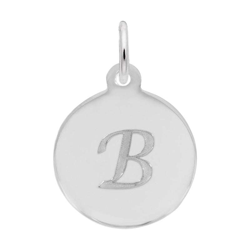 Rembrandt Sterling Silver White Petite Initial Disc - Script B