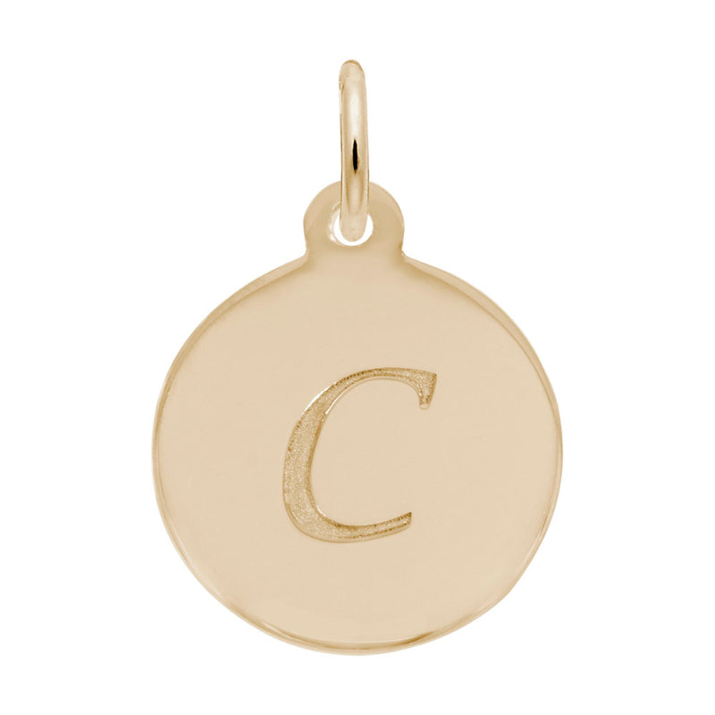 Rembrandt 10k Gold Yellow Petite Initial Disc - Script C