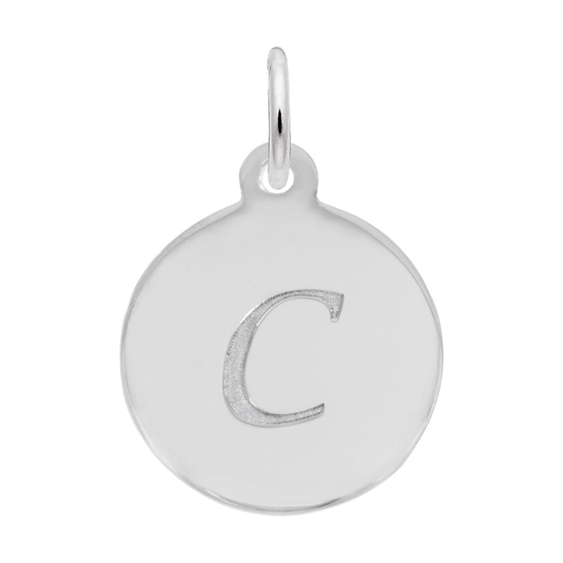 Rembrandt Sterling Silver White Petite Initial Disc - Script C