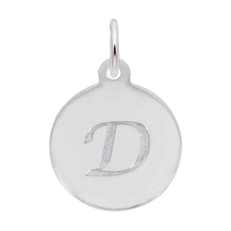 Rembrandt Sterling Silver White Petite Initial Disc - Script D