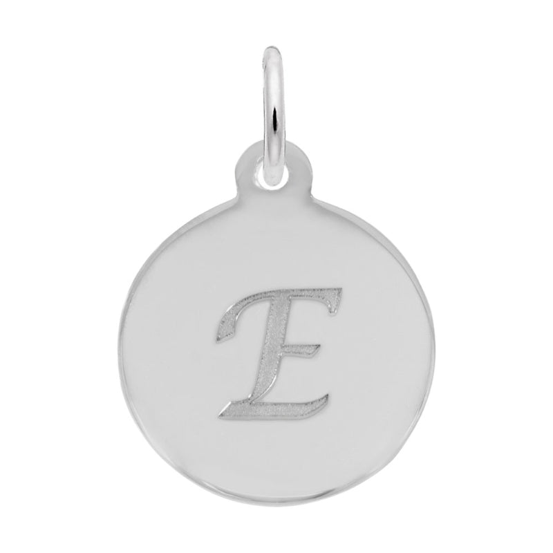 Rembrandt Sterling Silver White Petite Initial Disc - Script E