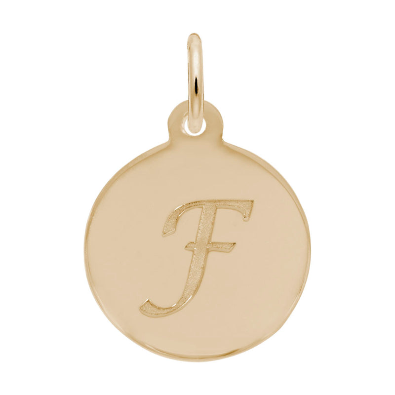 Rembrandt 10k Gold Yellow Petite Initial Disc - Script F