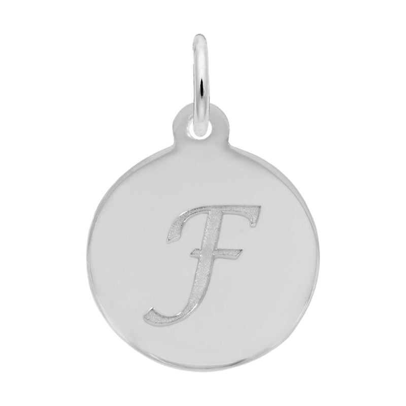 Rembrandt Sterling Silver White Petite Initial Disc - Script F